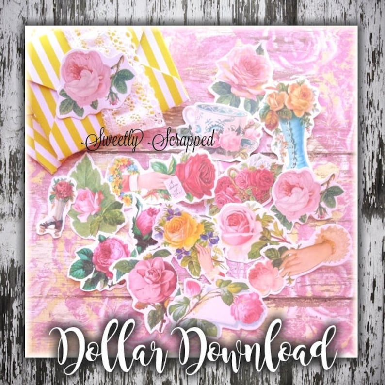 Shabby Chic Rose Embellishments PDF Printable DIY | Etsy