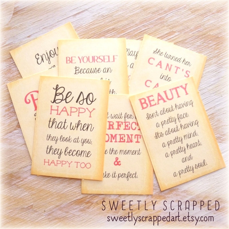 QUOTE Journal Cards, Journaling Cards, Scrapbook Cards, Quote Cards, …