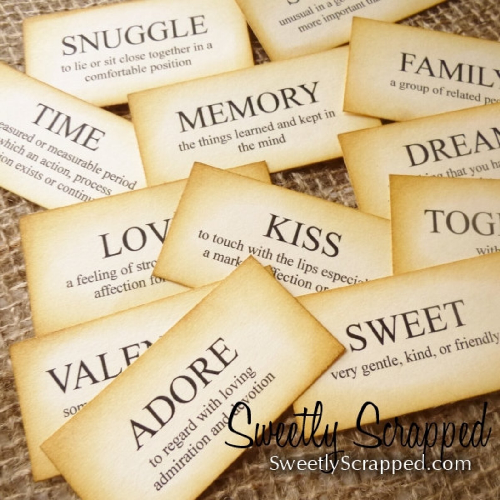 SWEET Definition Flash Cards Scrapbooking Cardmaking Etsy