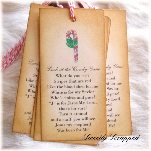 Legend of The Candy Cane Tags, Jesus, Religious, Holiday, Christmas, Labels, Packaging