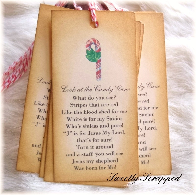 Legend of The Candy Cane Tags, Jesus, Religious, Holiday, Christmas, Labels, Packaging