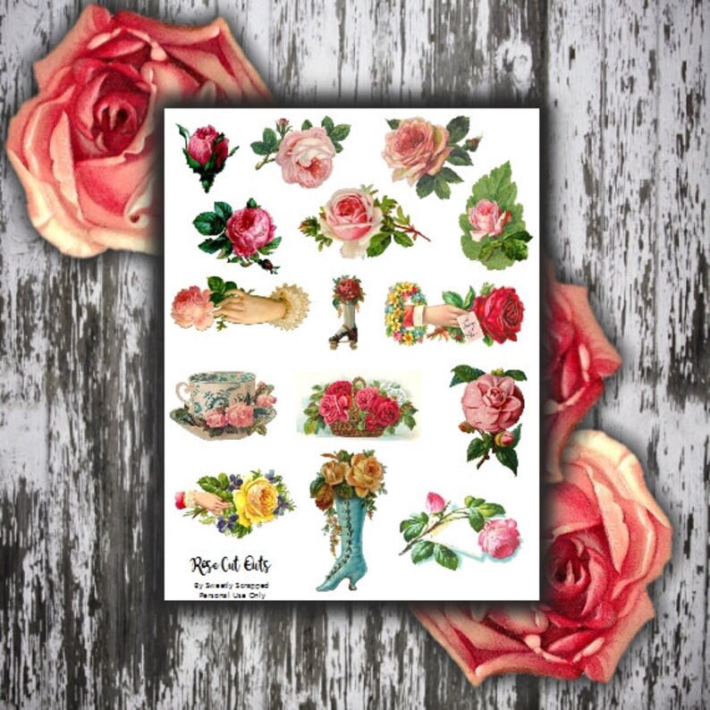 Shabby Chic Rose Embellishments PDF Printable DIY | Etsy