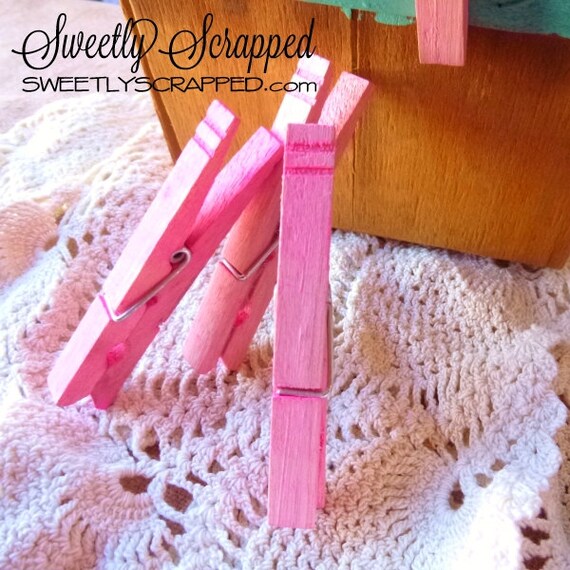 Items similar to Distressed Pink Clothes Pins, Shabby Chic, Home Decor