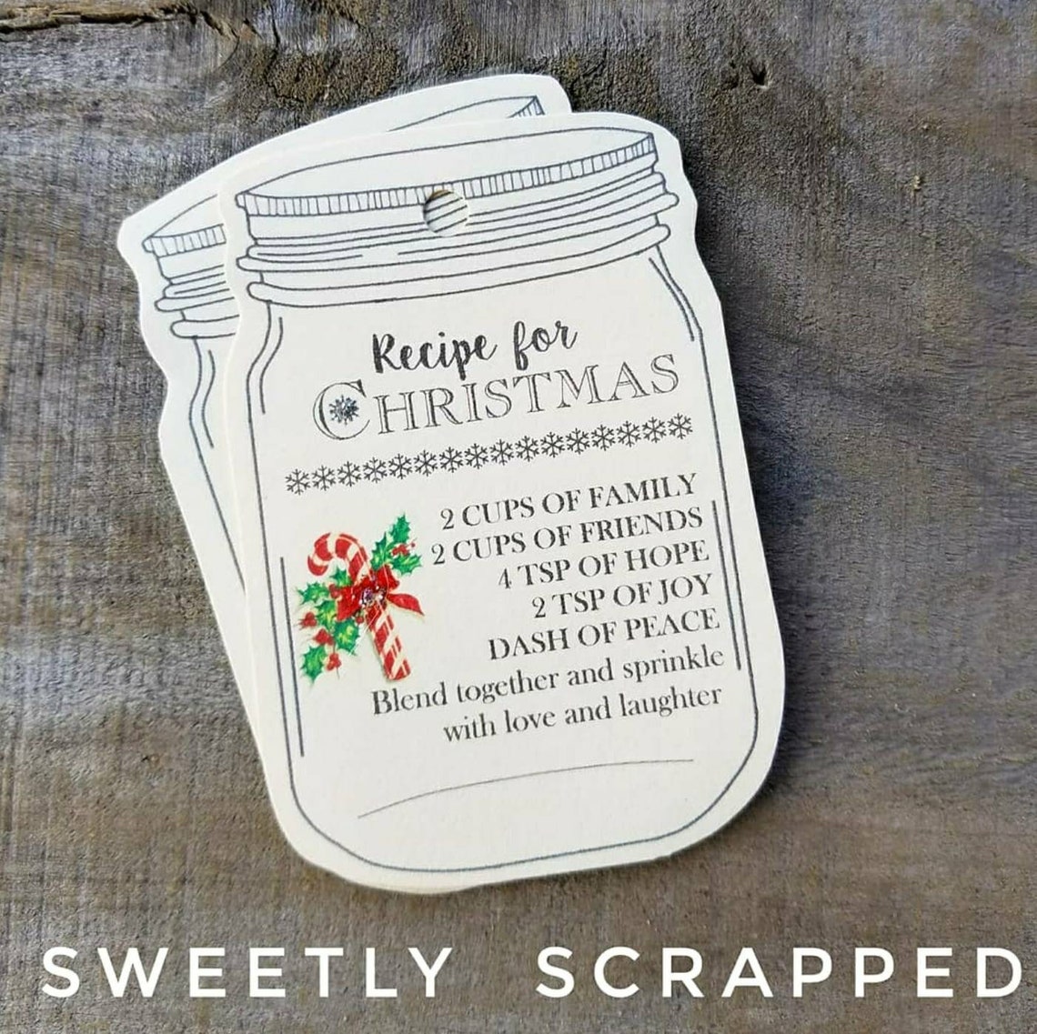 Recipe for Christmas Mason Jar Tags Glittered Candy Canes | Etsy