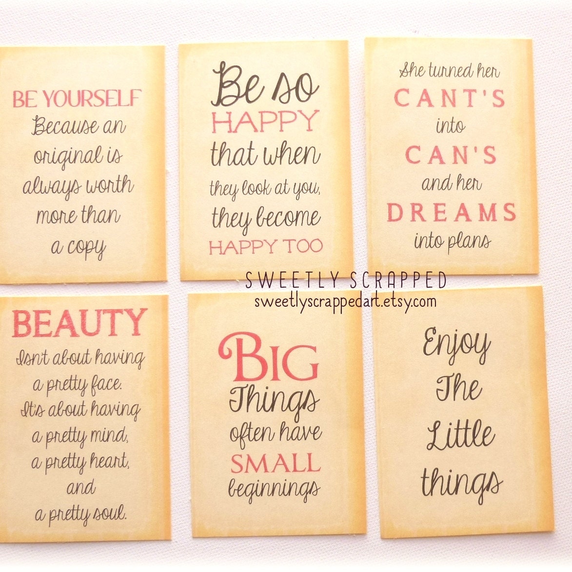 QUOTE Journal Cards Journaling Cards Scrapbook Cards Quote | Etsy