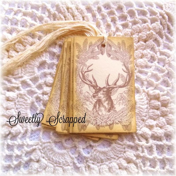 Deer Tags, Brown, Reindeer, Hunter, 12