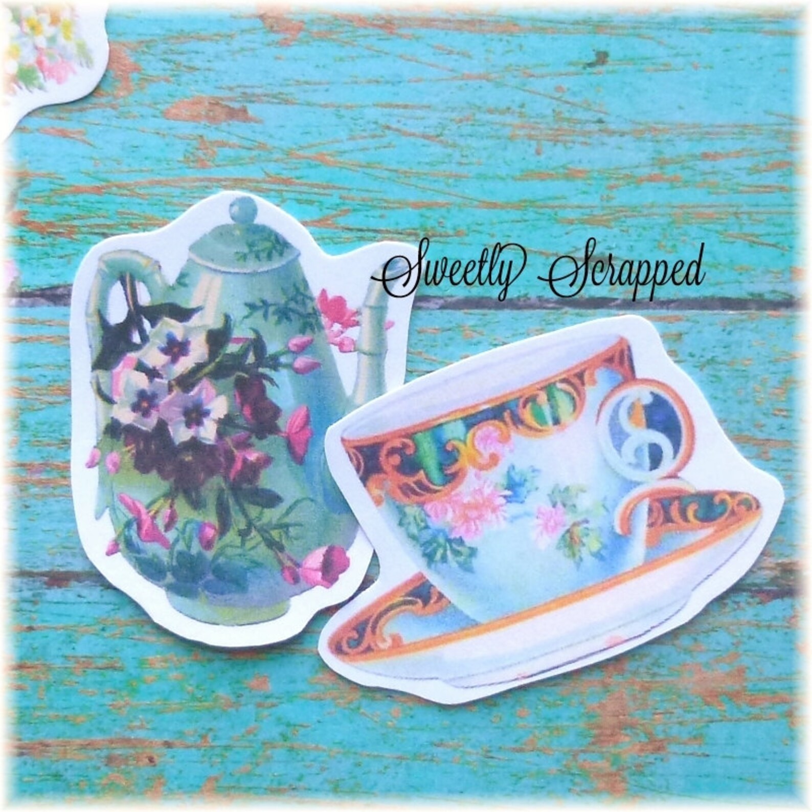 TEA CUPS Embellishments Paper .. Cut Outs Vintage Image - Etsy