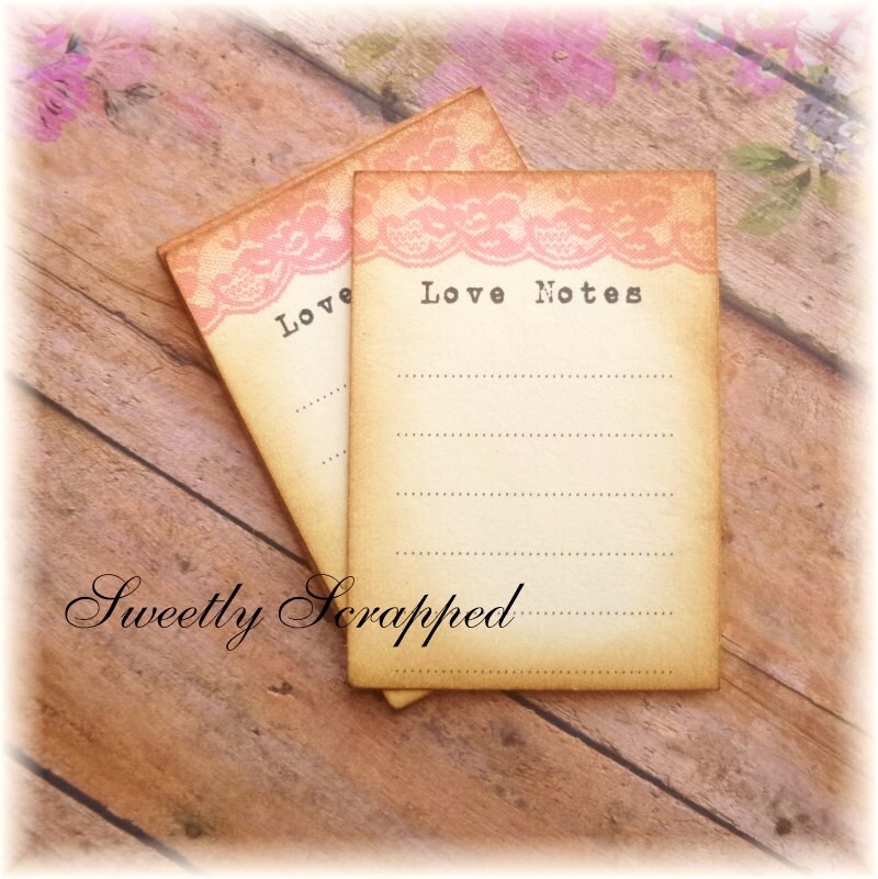 Love Notes Cards. Pink Lace Vintage Typewriter Text Etsy