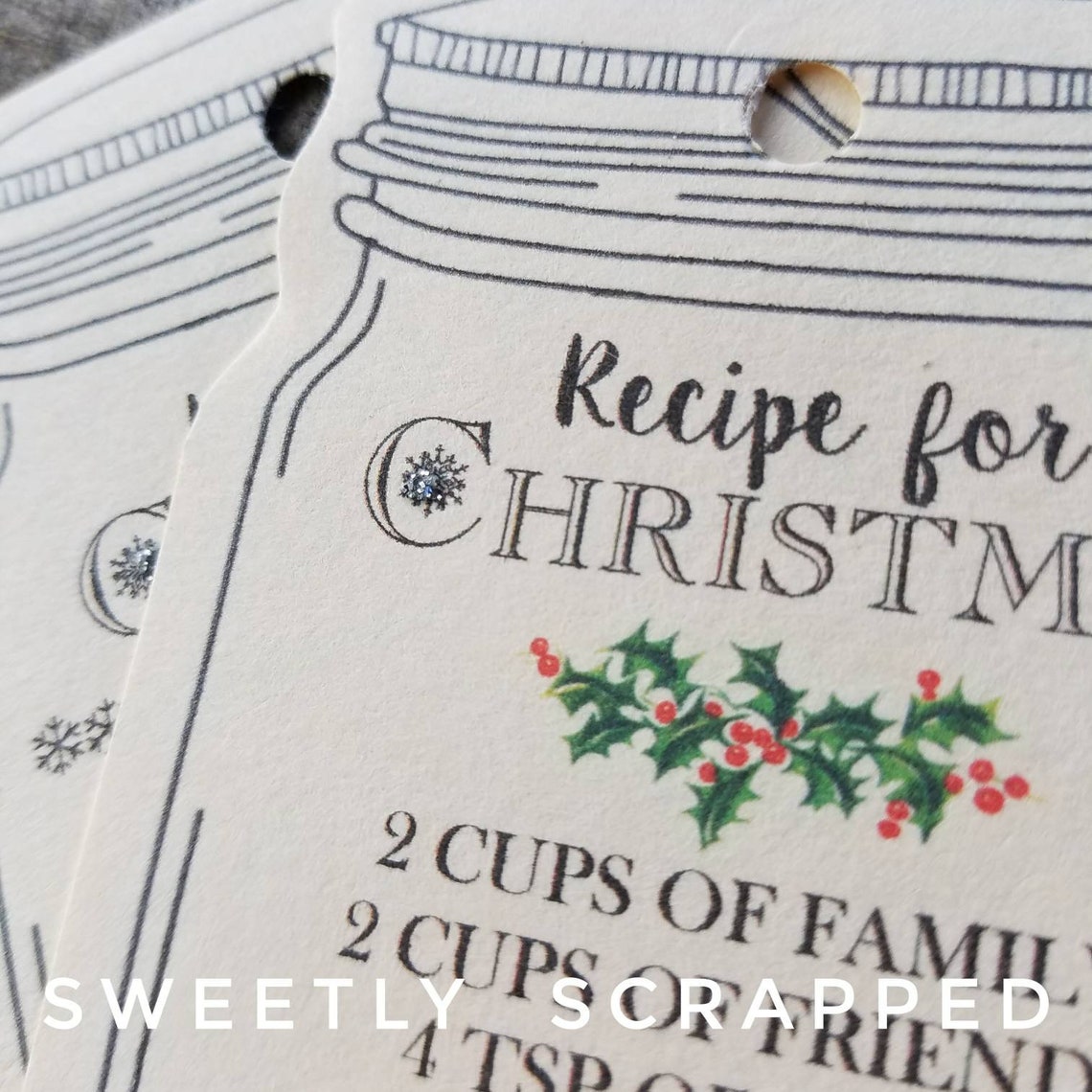 Recipe for Christmas Mason Jar Tags Glittered Holly Ball - Etsy