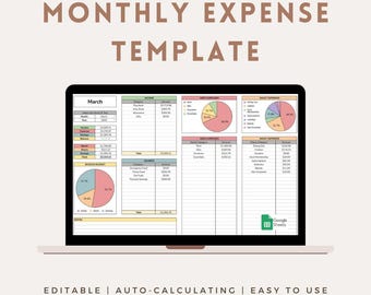 Monthly Expense Google Sheet Template - Budget Template, Expense Tracker, Monthly Dashboard, Beginner Finance Tracker, Personal Finance Plan