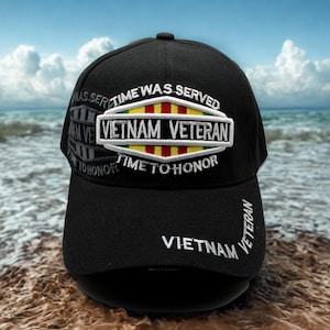 Gorra de veterano de la guerra de Vietnam, gorra militar negra de veterano de Vietnam, gorra de veterano de Vietnam de EE. UU., gorra de veterano de Vietnam, gorra de veterano de Vietnam "Time to Honor"