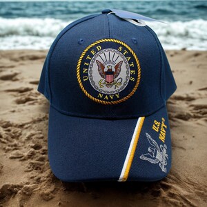 U.S Navy Adjustable Hat. Navy Blue Cap, Military Service Hat. US Navy Hat. US Navy Cap with Embroidered Seal. US Navy Hat. Navy Baseball Hat