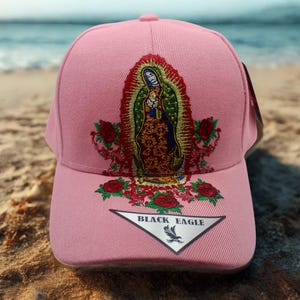 Our Lady of Guadalupe Pink Cap. Christian Hat. Virgen de Guadalupe Trucker Hat. Lady of Guadalupe Embroidered Cap. Faith Adjustable Ball Cap