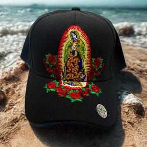 Our Lady of Guadalupe Cap. Christian Black Hat. Virgen de Guadalupe Trucker Hat. Lady of Guadalupe Embroidered Cap. Faith Adjustable Cap