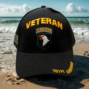US Army 101st Airborne Veteran Hat – US Army Military Hat with Embroidered  Eagle Patch. U.S Army Black Hat