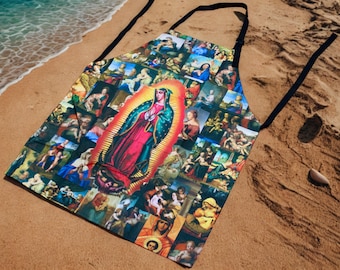 Our Lady of Guadalupe Apron – Religious Kitchen Apron with Virgin Mary Print | Catholic Gift for Moms, Grandmas, Cooks & Faithful Hearts