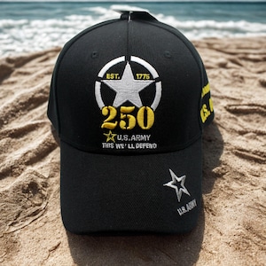 U.S Army 250th Anniversary Hat. Army Veteran and Proud Of It Baseball Cap, Army Vet Hat, Patriotic Cap, Fathers Day Gift. Vet cap. Army Hat
