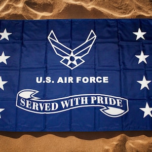 Bandera Azul de la Fuerza Aérea de EE. UU. de 90 x 150 cm – Estandarte Militar Azul. Bandera Oficial de la Fuerza Aérea de EE. UU. con el Orgullo. Bandera de la Fuerza Aérea de EE. UU. con el logotipo de la USAF.