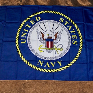 Vlag van de Amerikaanse marine 3 x 5 ft – vlag embleem van de Amerikaanse marine – banner militair patriot. Marinevlag. Officiële marinevlag voor veteranen. Marineblauwe vlag met logo
