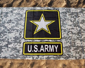 U.S. Army Flag 3x5. Digital Camo Military Banner with Star Logo. Patriotic Wall Decor for Veterans. Veteran Gift. U.S Army Flag. Army Flag