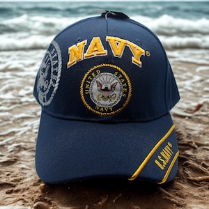 U.S Navy Adjustable Hat. Navy Blue Cap, Military Service Hat. US Navy Hat. US Navy Cap with Embroidered Seal. US Navy Hat. Navy Baseball Hat
