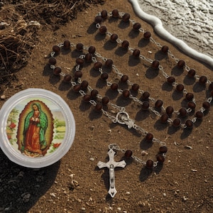 Our Lady of Guadalupe Brown Rosary. Gorgeous Catholic Rosary Beads, Devotional Prayer Necklace, Handmade. Rosario de la Virgen, Faith Gift