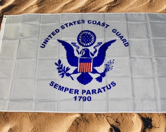 U.S. Coast Guard Flag 3x5 – Officially Licensed USCG White Semper Paratus 1790 Flag. Military Banner for Patriotic Display & Veterans