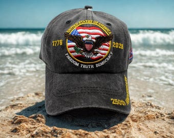 United States of America Hat. Eagle 1776-2026 USA Cap. American Flag Hat. God Bless America Hat. USA Black Hat. Freedom Truth Democracy Hat