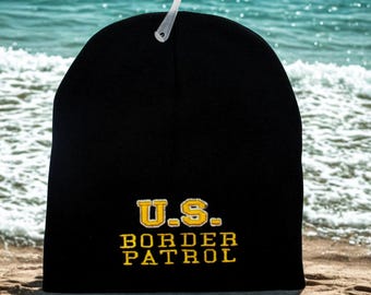 Border Patrol Beanie. Classic Knit Winter Hat. Embroidered Law Enforcement Beanie Cap. Border Patrol Black Beanie. USA Beanie. ICE Beanie