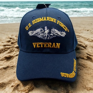 U.S. Submarine Force Navy Blue Veteran Hat, Navy Submarine Military Cap, Embroidered Veteran Gift, Navy Vet Baseball Hat, Submariner Pride