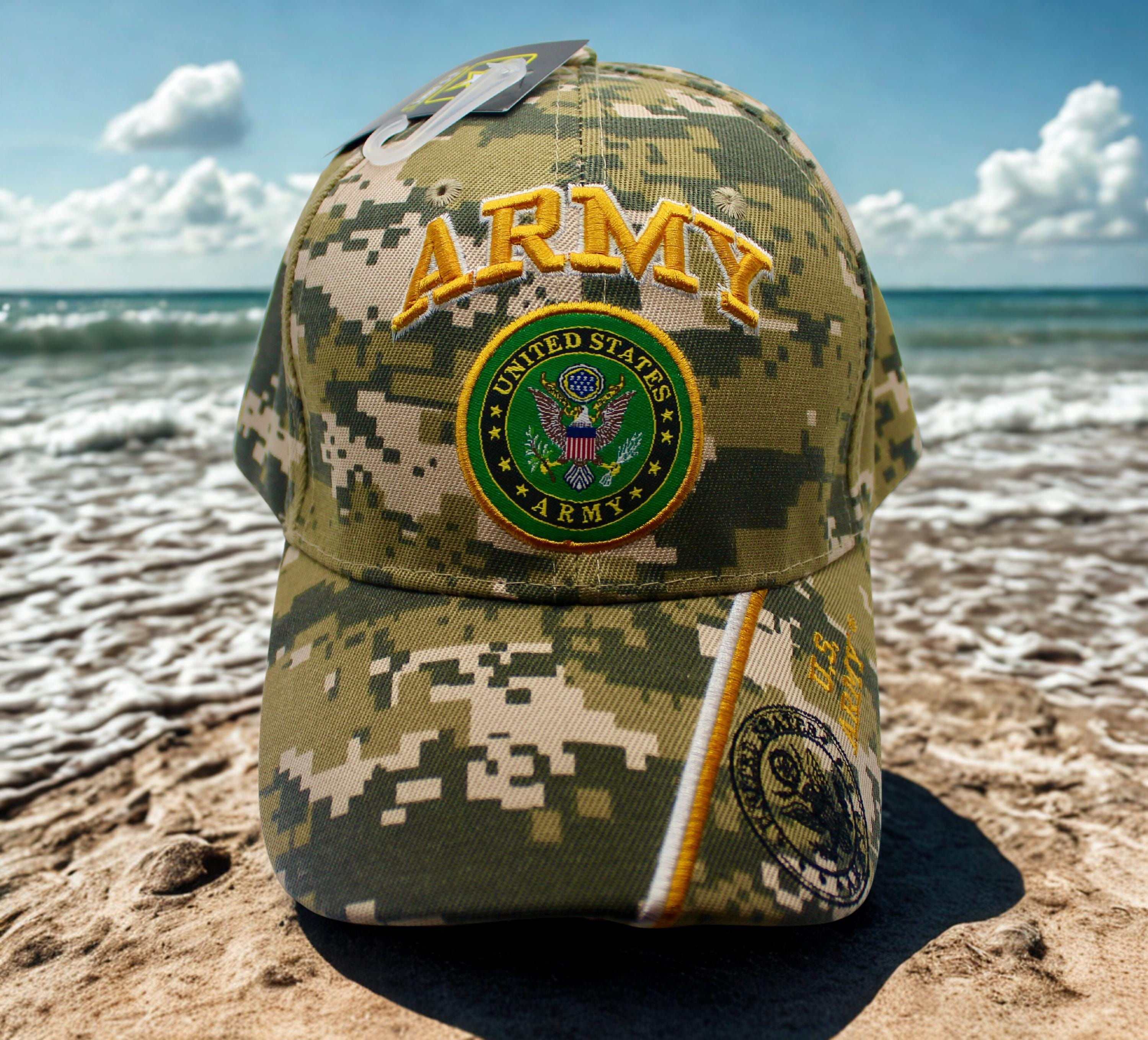 アメリカ陸軍迷彩ベースボールキャップ、アメリカ陸軍刺繍入り帽子