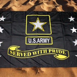 U.S. Army Flag 3x5 Ft – Army Black Flag. US Army Served with Pride Flag. Military Banner | Patriotic Flag for Veterans, Garages, Man Caves