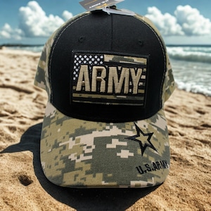 Army Camouflage Hat, Embroidered U.S. Army Cap for Veterans & Soldiers, Military Tactical Camo Baseball Cap, Patriotic Gift for Veterans.
