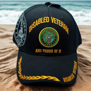 U.S Army Disabled Veteran and Proud Of It Baseball Cap with Embroidery, Military Veteran Gift, Army Vet Hat, Patriotic Cap, Fathers Day Gift