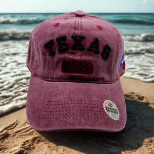 Texas 1845 Cap. Texas Flag Hat. Dark Red Washed Texas 1845 Baseball cap. Texas Pride Hat. Texas 1845 Hat. TX Hat. Texas Hat. TX 1845 Hat