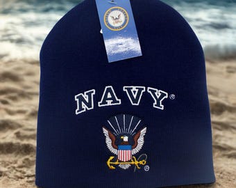 アメリカ海軍公式ブルービーニー。ネイビーイーグルニット帽