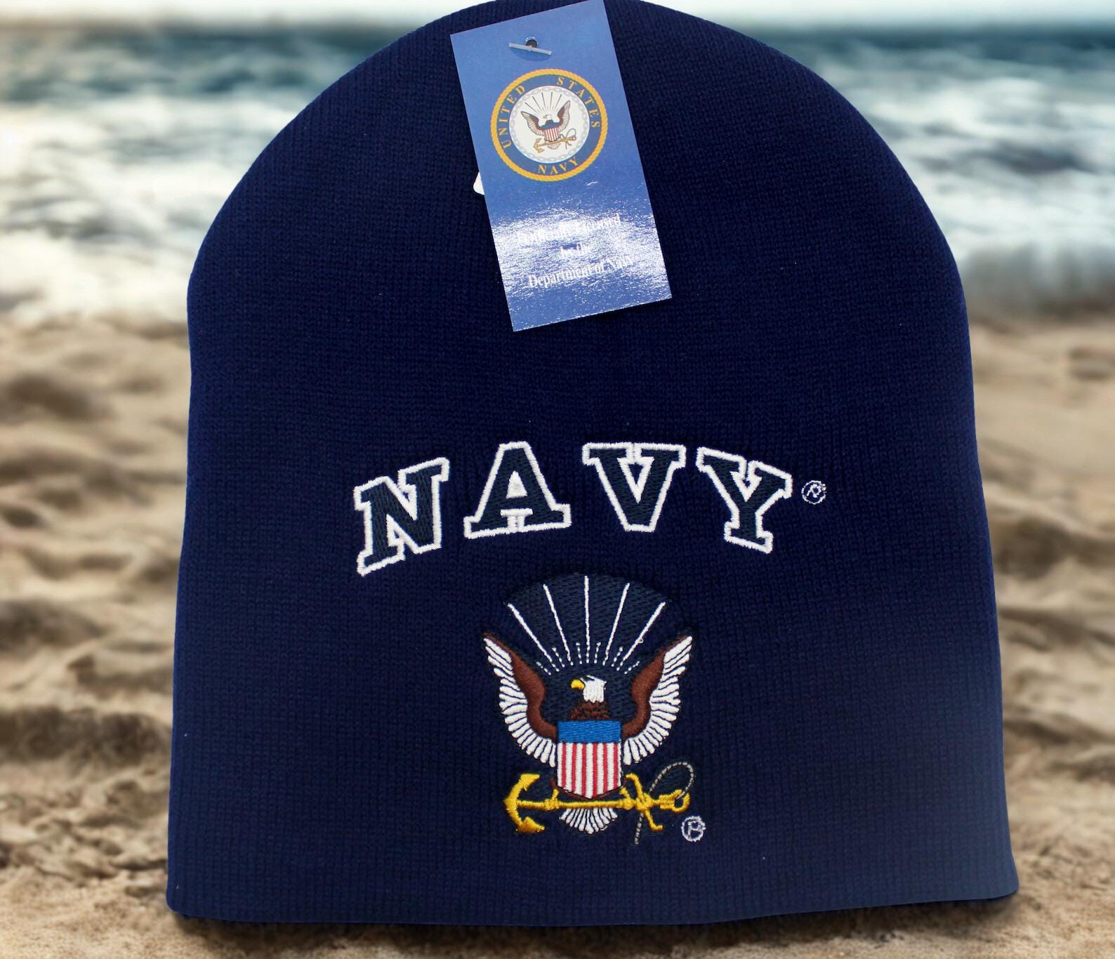 アメリカ海軍公式ブルービーニー。ネイビーイーグルニット帽