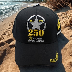U.S Army 250th Anniversary Hat. Army Veteran and Proud Of It Baseball Cap, Army Vet Hat, Patriotic Cap, Fathers Day Gift. Vet cap. Army Hat