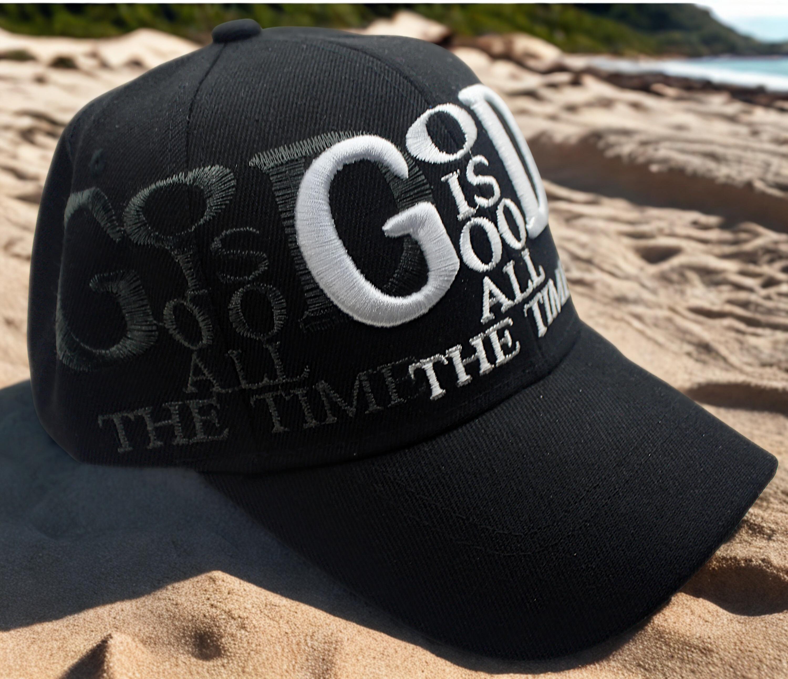 God Is Good Baseball Trucker Hat Black White Embroidered New Embroidered Upside Down God is Good Trucker Hat Christian  main image 4
