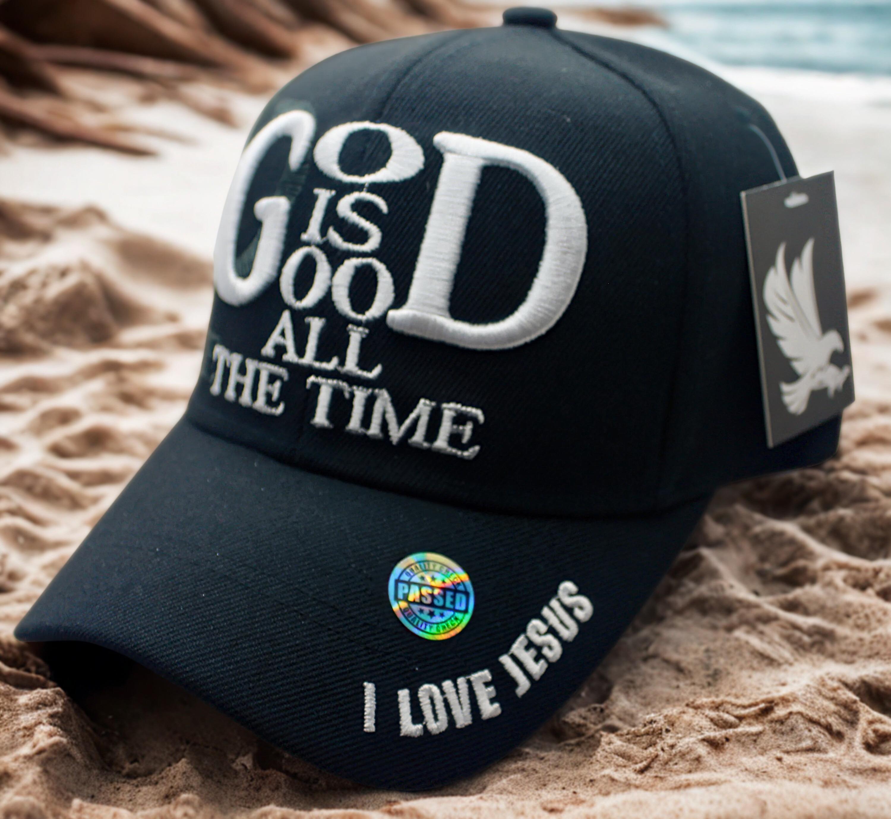 God is Good All the Time Embroidered Black Cap. Christian  display picture 3