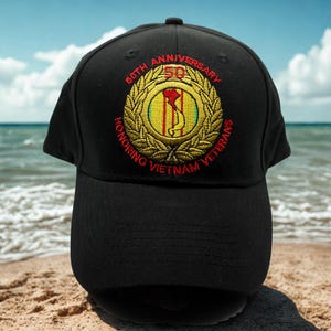50th Anniversary of the Vietnam War Commemoration Hat. Honoring Vietnam Veterans Cap, Vietnam Veteran Black Hat. Vietnam War Veteran Hat.