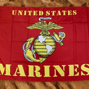アメリカ海兵隊旗。誇りを持って奉仕したアメリカ海兵隊旗 3 x 5