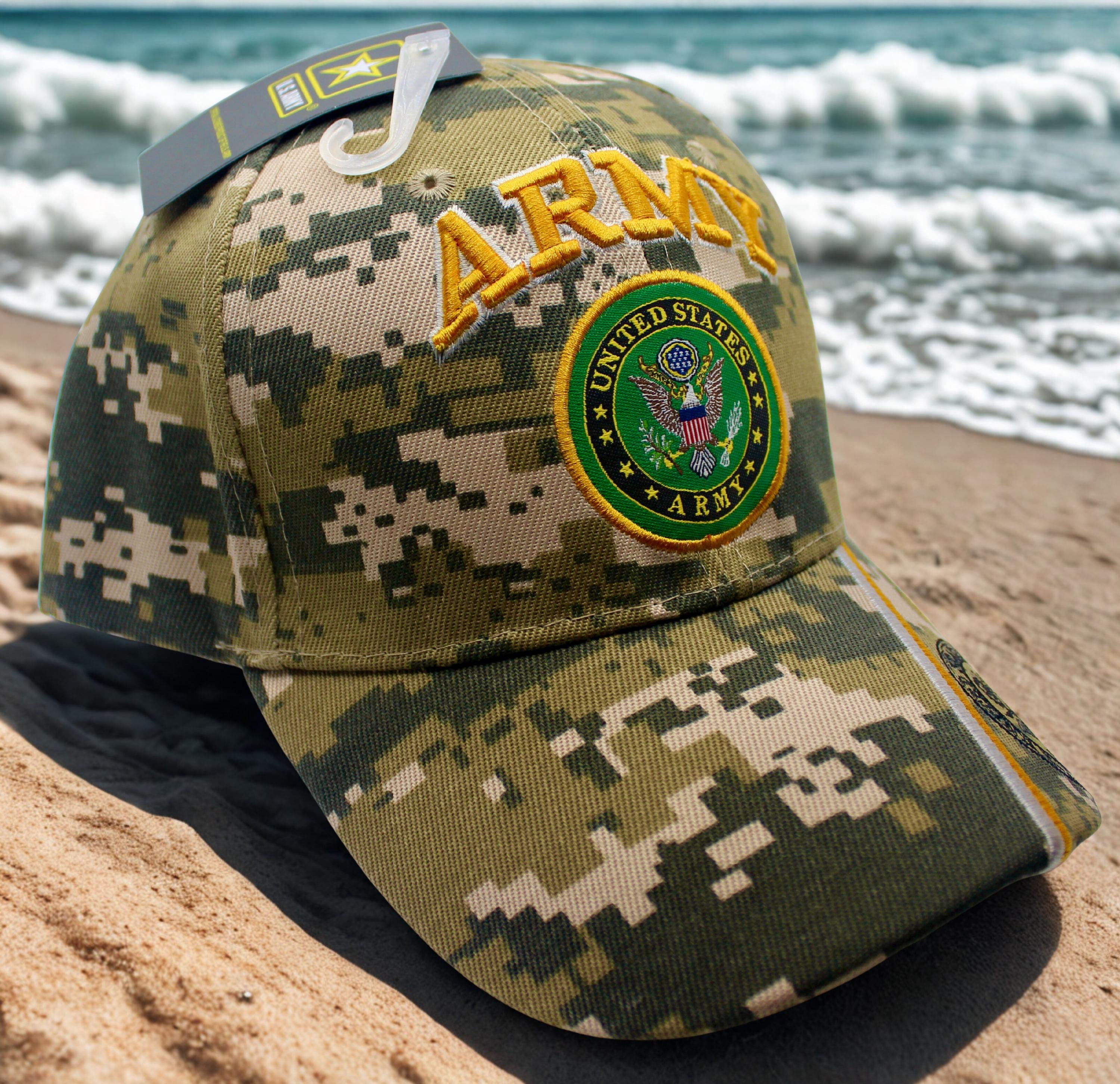 アメリカ陸軍迷彩ベースボールキャップ、アメリカ陸軍刺繍入り帽子