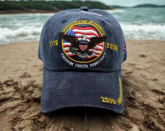 United States of America Hat. Eagle 1776-2026 USA Cap. American Flag Hat. God Bless America Hat. USA Blue Hat. Freedom Truth Democracy Hat