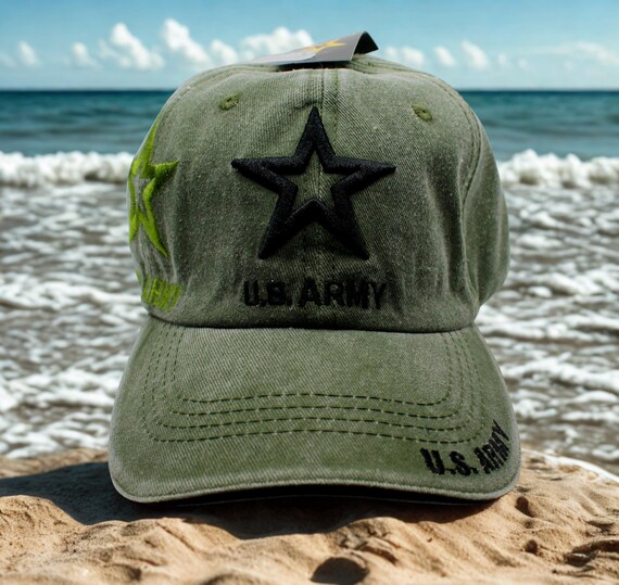 アメリカ陸軍スターハット、刺繍入り星付きグリーンアメリカ陸軍