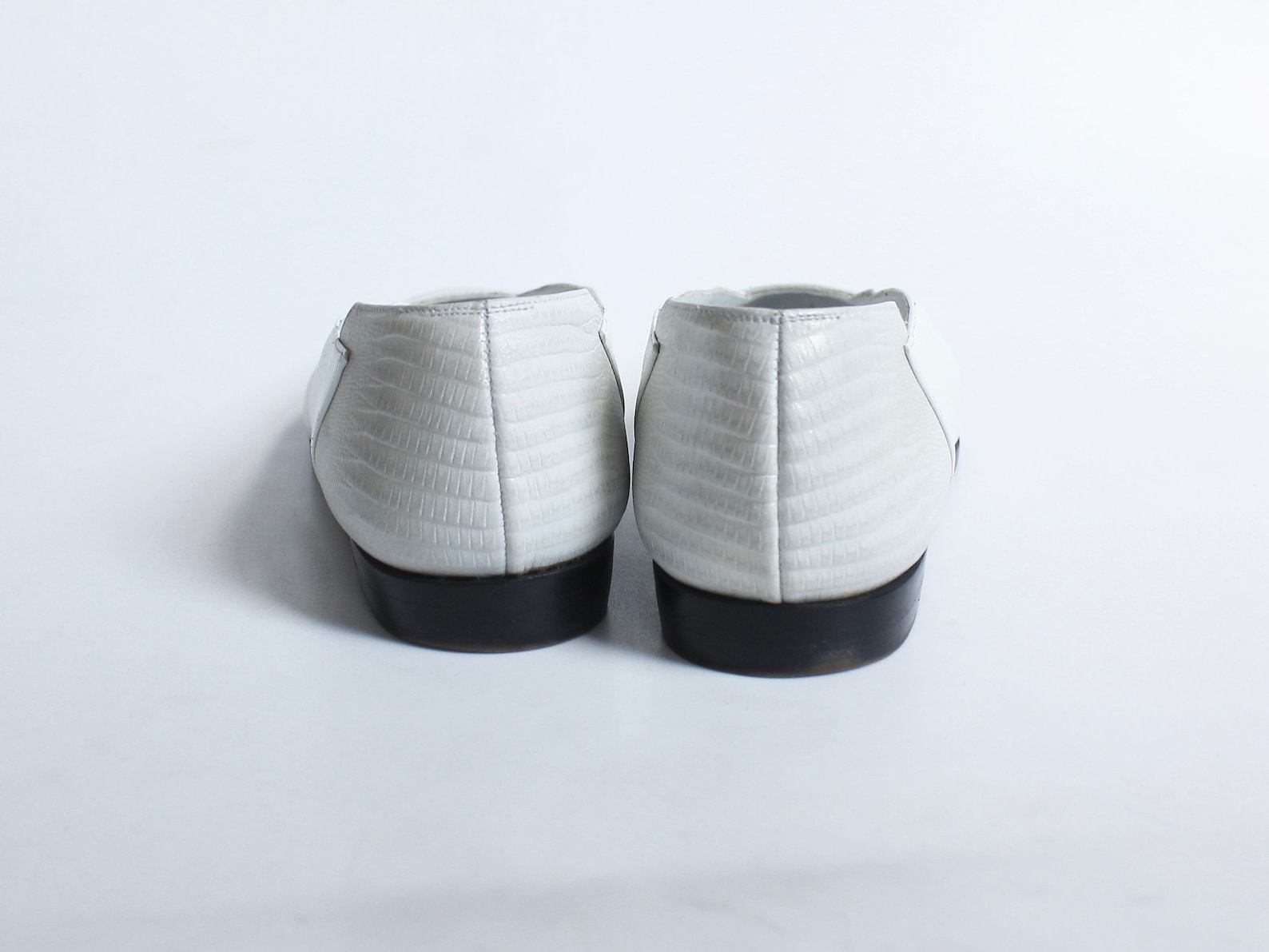 vintage lanvin ballet flats // 1980s designer shoes // embossed white leather slip on flats // womens size 6.5