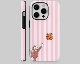 Funda resistente rosa MONKEY BALLER para iPhone 17 Pro Max, 17 Pro, 17 / Samsung S25 Ultra, S25+, S25 / Google Pixel 10 Pro XL, 10 Pro