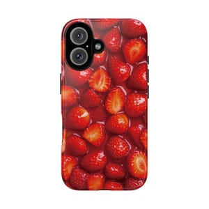 Custodia per telefono con sciroppo di fragole, cover per iPhone con dessert ai frutti di bosco, regalo realistico per amanti della frutta