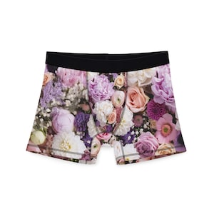 Floral Men&#39;s Boxers, Comfortable Floral Underwear, Unique AOP Boxer Shorts, Gift for Him, Fun Spring/Summer Loungewear
