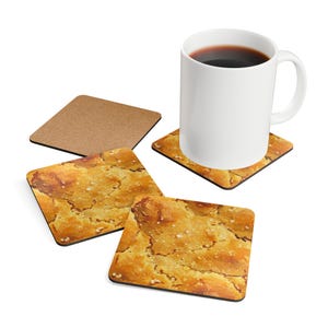 Cookie Print Corkwood Coaster Set, Realistic Biscuit Print, Fun Foodie Gift, Kitchen Table Decor